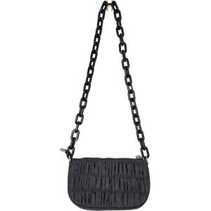 Ruched Chunky Chain Shoulder Bag Womens OS Black Good Zipper Closure Goth Edgy
